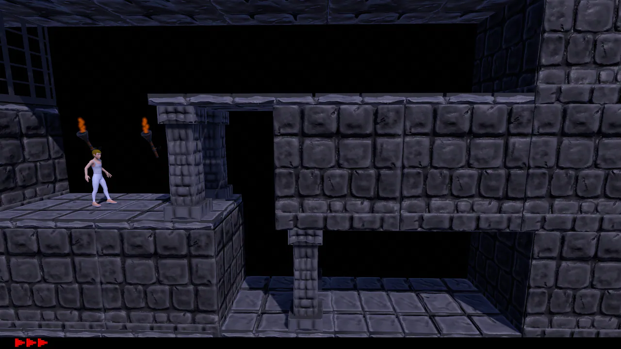 Prince of Persia (1989) educational level replica showing the side-view 3D dungeon layout