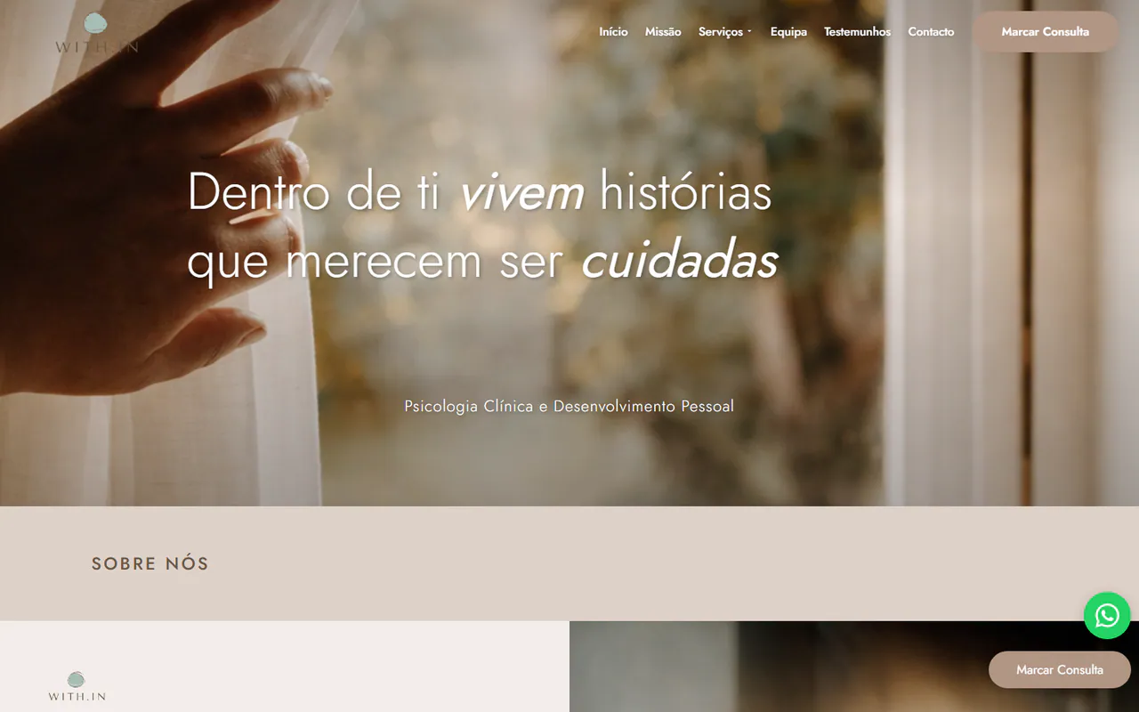 Later delivered With.in homepage showing its responsive navigation and hero section